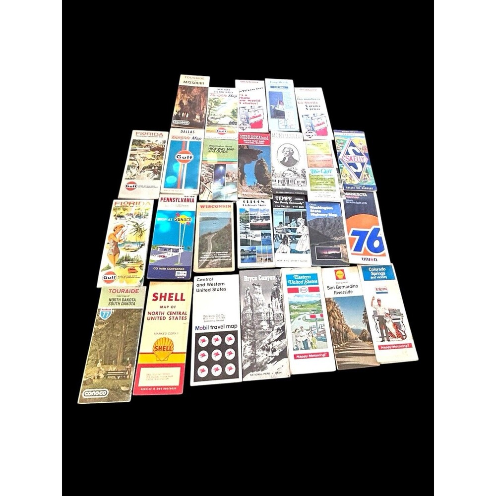Vtg Travel Ephemera Lot Map 60’s 70’s 80’s USA Essy Shell Skelly AAA Gulf Exxon